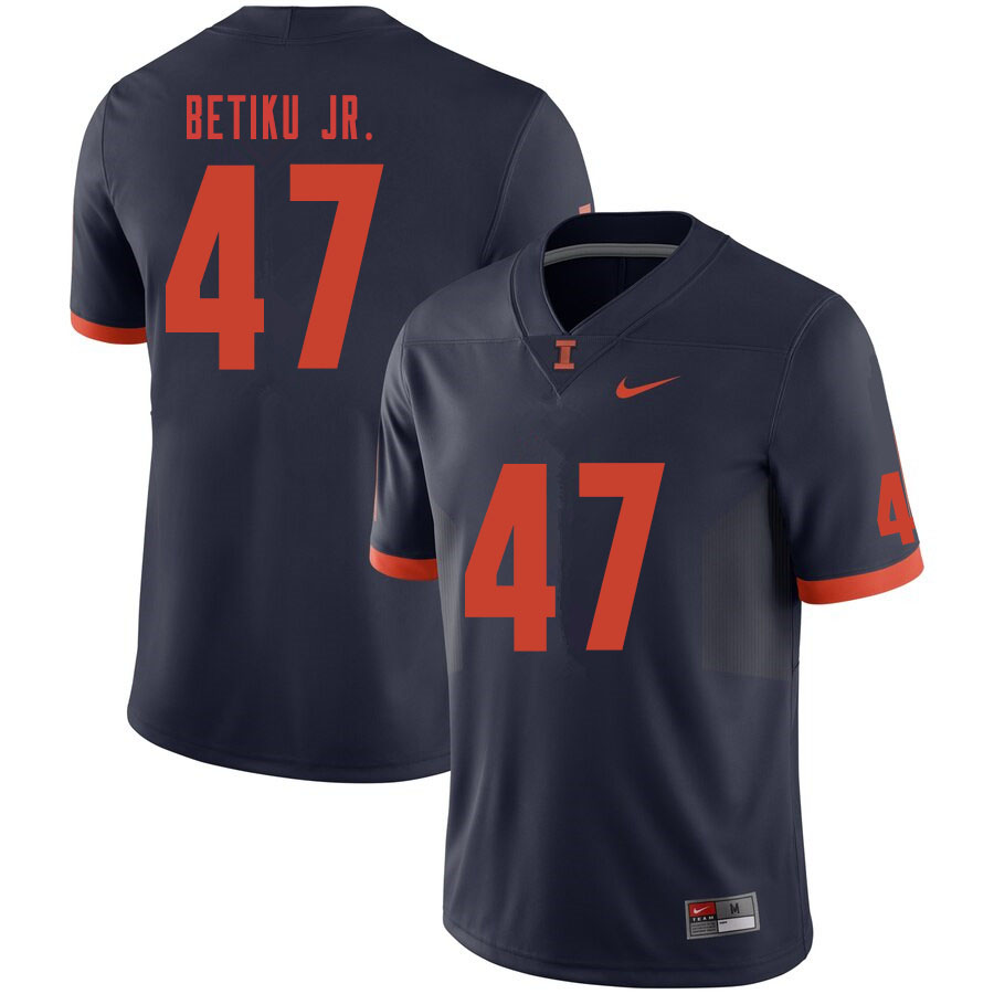 Men #47 Oluwole Betiku Jr. Illinois Fighting Illini College Football Jerseys Sale-Navy